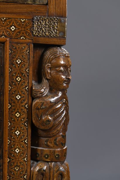 null CABINET known as CONTADOR in teak and marquetry of ebony and bone, opening with...