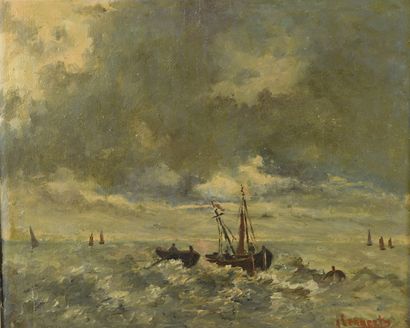 LEANERTS (Fin XIXe siècle) Marine
Huile sur toile, signée en bas à droite.
36,5 x...