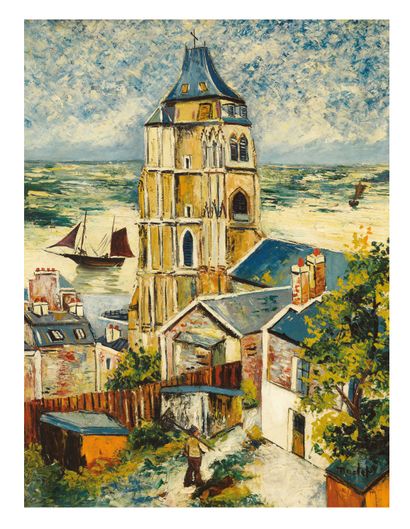 NON VENU - Elisée MACLET (1881-1962) L'Eglise du Tréport, 1924
Huile sur carton,...
