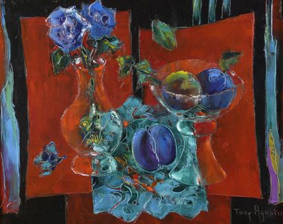 Tony AGOSTINI (1916-1990) Still life with green fabric
Oil on canvas, signed lower...