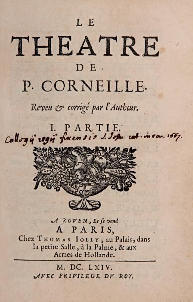 CORNEILLE (Pierre) Le Théâtre de... Reveu et corrigé par l'Autheur. À Rouen. Et se...