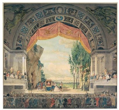 Pierre François Léonard FONTAINE (Pontoise 1762 - 1853 Paris) Scène d'opéra comique...