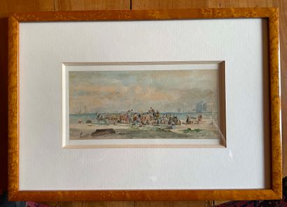 null late 19th century school
Carts on a beach
Small watercolor, signed lower right,...