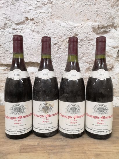 null 4 bouteilles CHASSAGNE-MONTRACHET Blanc 1er cru Morgeot 1988 - PIGUET GIRARDIN...