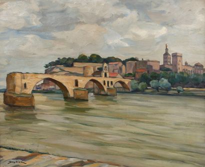 René DEYDIER (1882-1942) Pont d'Avignon
Huile sur toile, signée en bas à gauche.
(Cadre...