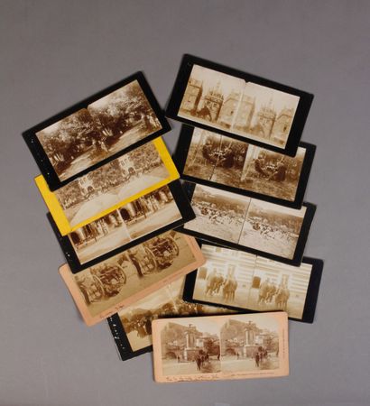 null [420 stereoscopic PHOTOS 19th century]. 323 stereoscopic photos mounted on cardboard...