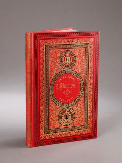 Jules VERNE / HETZEL. L'Archipel en Feu (1884- 1885). Cartonnage rouge aux initiales...