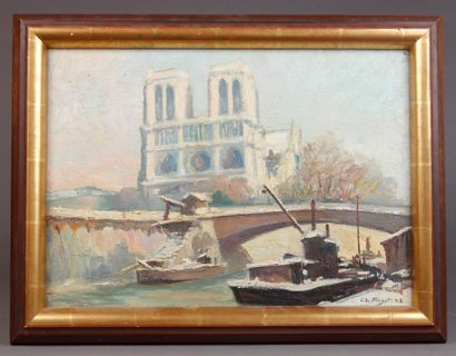 Charles FORGET (1886-1960) Quais de Paris avec cathédrale Notre-Dame
Huile sur toile,...