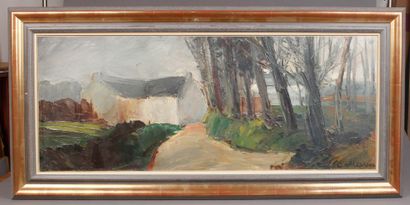 Rodolphe CAILLAUX (1904-1989) Chemin
Huile sur carton, signée en bas à droite.
(Cadre...