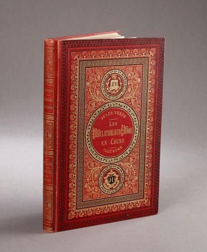 Jules VERNE / HETZEL. Les Tribulations d'un Chinois en Chine (1879-1880). Red cardboard...