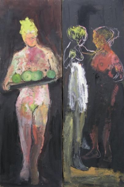 KANTOROWICZ SERGE (NÉ EN 1942) Femmes Deux huiles sur toile, signées au dos. 120...