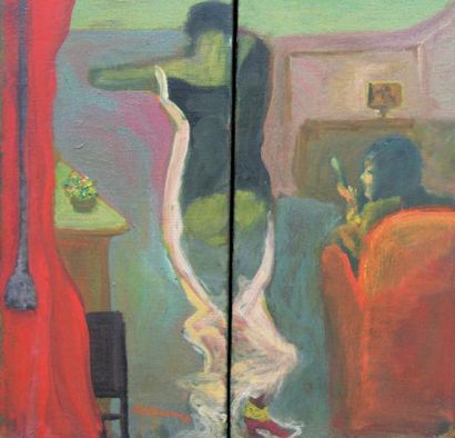 KANTOROWICZ SERGE (NÉ EN 1942) Femme au miroir. Huile sur toile, signée en bas à...