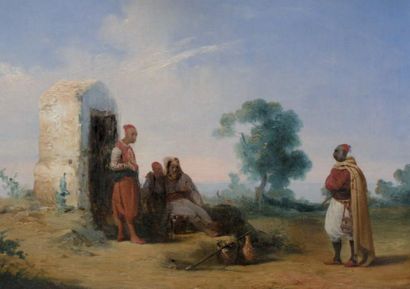 WACHSMUTH FERDINAND (1802-1869) Le Puit d'Alger. Huile sur toile, signée en bas à...
