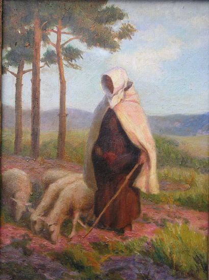 TAPISSIER EDMOND (1861-1943) Le berger oriental. Huile sur toile, signée en bas à...