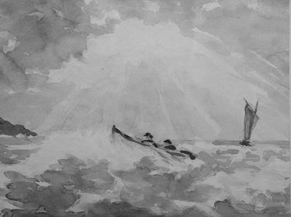WILL La barque des pêcheurs Aquarelle, signée en bas à gauche. 28 x 38 cm