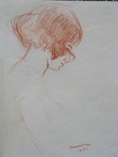 MAINSSIEUX LUCIEN (1885-1958) Jeune fille de profil, 1931 Sanguine, signée en bas...