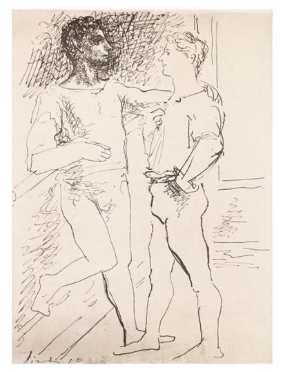 Pablo PICASSO (1904-1982) d'après Two Characters
Print on vellum after a drawing,... Gazette Drouot