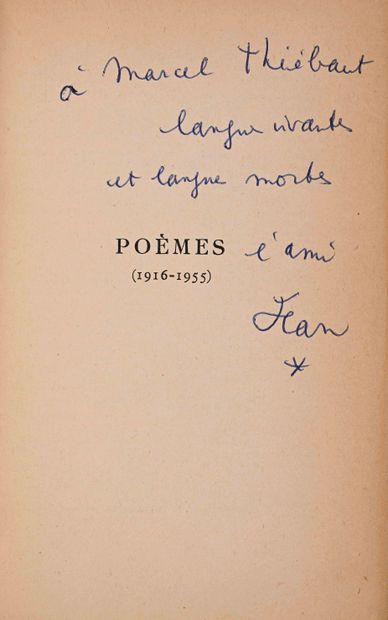 COCTEAU (Jean) Poèmes, 1916-1955. Gallimard, 1956; in-12 (19x13 cm), demi chagrin... Gazette Drouot