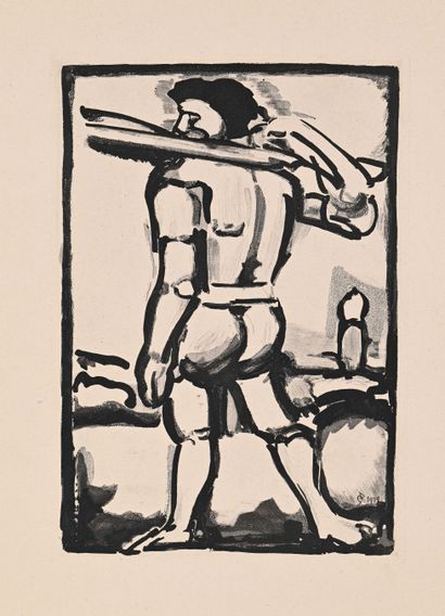 Georges ROUAULT (1871-1958) Aide bourreau portant un des bois de la croix, 1936
Planche... Gazette Drouot
