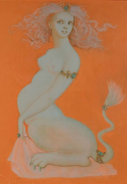 Léonor FINI (1907 - 1996) Femme sphinge
Lithographie en couleurs, signée en bas à... Gazette Drouot
