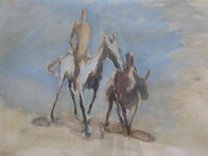 Robert PIKELNY (1904-1986) Don Quichotte Aquarelle, signée en bas à gauche. 30 x...