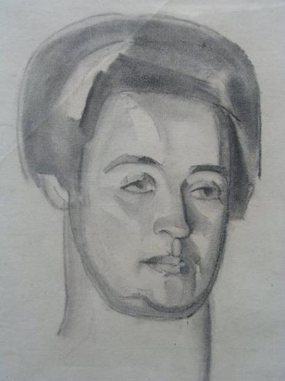 MARCEL-LENOIR (1972-1931) Portrait Dessin au fusain, signé en bas à gauche et daté...