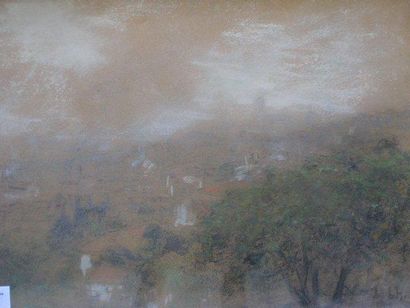 Léon LHERMITTE (1844-1925) Paysage Pastel, signé des initiales en bas à droite. 23,6...