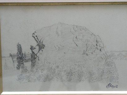 Louis HAYET (1864-1940) Le Rocher Dessin au crayon noir, porte le cachet de la signature...