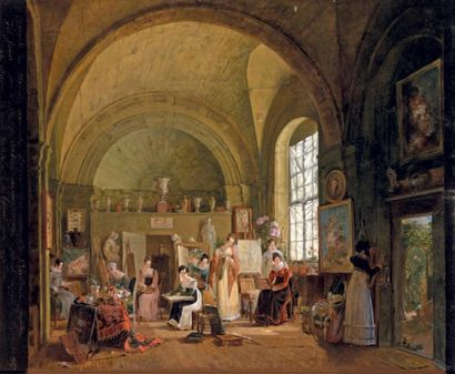 Philippe Jacques van BREE (Anvers 1786-1871) Vue de l'atelier de Ian Franz van Dael...
