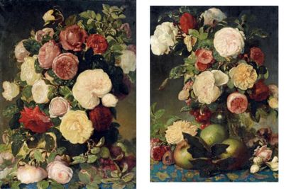Théophile-Antoine KWIATKOWSKI (Pultusk, 1809 - Avallon, 1891) Nature morte au bouquet...