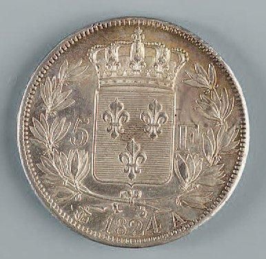 null Louis XVIII (1815-1824): 5 Francs. 1824 Paris. G. 614 - Superbe