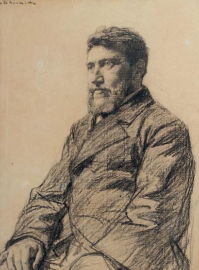 LHERMITTE (Léon-Augustin) 1844-1925 Portrait de l'éditeur Alphonse LEMERRE. Fusain...