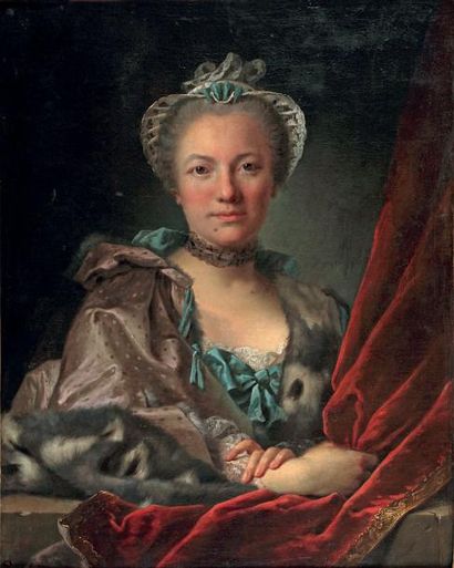 Pierre ALLAIS (1700/05-1781) Portrait de femme Toile. 80 x 65 cm Porte une ancienne...