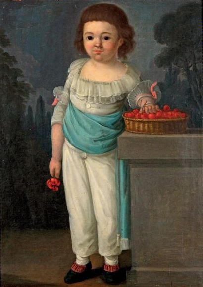 Attribué à Jean-Baptiste CHARPENTIER (1728-1806) Portrait d'un jeune garçon près...