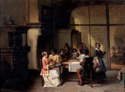 Henri DIDDAERT (1819-1893, actif en Belgique) Scène de jeux dans un intérieur Toile....