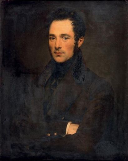 Attribué à Joseph Désiré COURT (1797-1865) Portrait d'homme en redingote Toile d'origine....