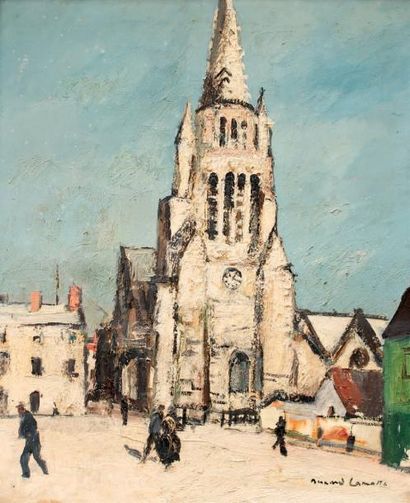 Bernard LAMOTTE (1903-1983) Eglise Notre-Dame, Fontenay-le-Comte (Vendée) Huile sur...