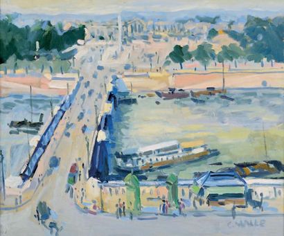 Charles MALLE (né en 1935) Paris, la Seine Huile sur toile. Signée en bas à droite....