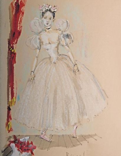 BÉRARD (Christian) "Ballerine". Aquarelle originale c. 1946, avec rehauts de gouache,...