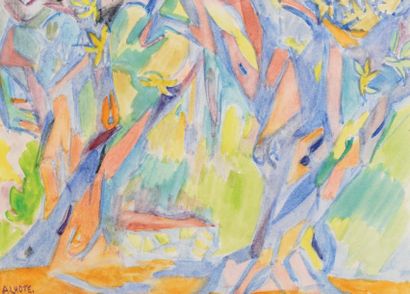 André LHOTE (1885-1962) Paysage Aquarelle, signée en bas à gauche. 27,5 x 38 cm