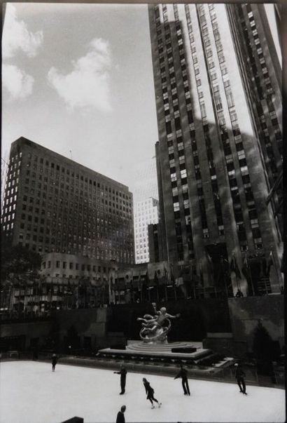 Michel PINEL NewYork Saint Patrick church et Patineurs au Rockefeller center Deux...