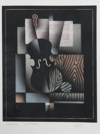 Mario AVATI (1921-2009) Le violon noir, 1975. (R.P. 517Ve et VII). Manière noire...