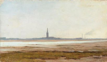 Adolphe Philippe MILLOT (1857-1921) Marennes et la Sendre Huile sur toile. Signé...