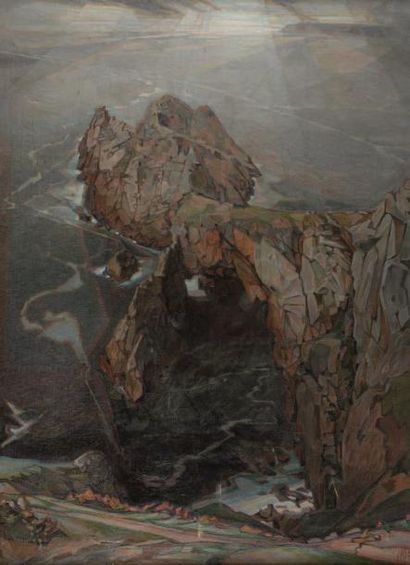 Henri RIOUX (1877-1944) La Baie des Trépassés Huile sur toile Signé en bas à droite...