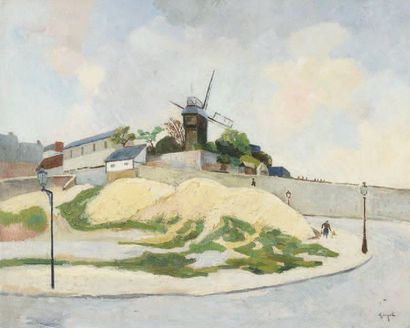 Georges Lucien GUYOT (1885-1973) Montmartre. Le moulin de la Galette Huile sur toile....
