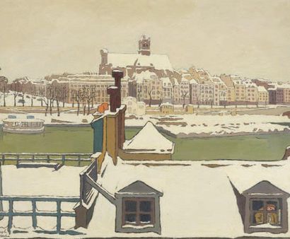Joseph HEMARD (1880-1961) Premières neiges Huile sur toile. Signé en bas à gauche....