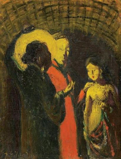 Joseph GILARDONI (1882-1961) Présentation d'une prostituée à un mandarin Huile sur...