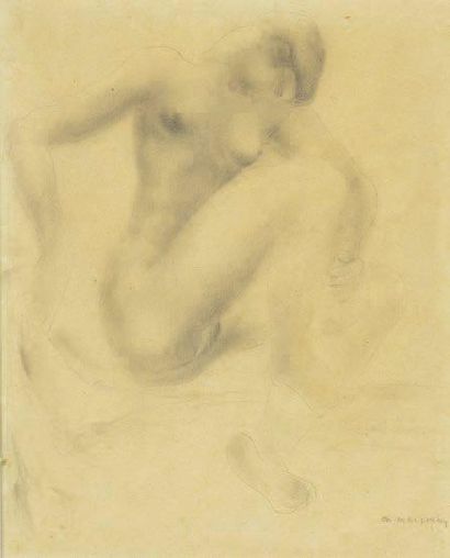 CHARLES MALFRAY (1887-1940) Etude de nu Crayon et estompe sur papier. Signé en bas...