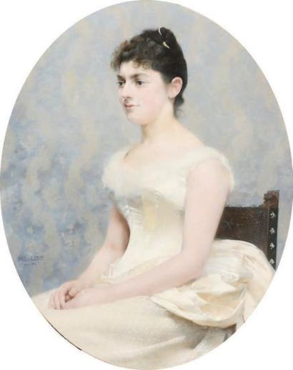 Paul LEROY (1860-1942) Portrait de femme Huile sur panneau ovale Signé et daté à...