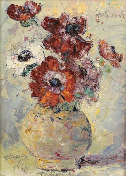 Vladimir TERLIKOWSKI (1873-1951) Bouquet Huile sur toile, signée en bas à gauche...